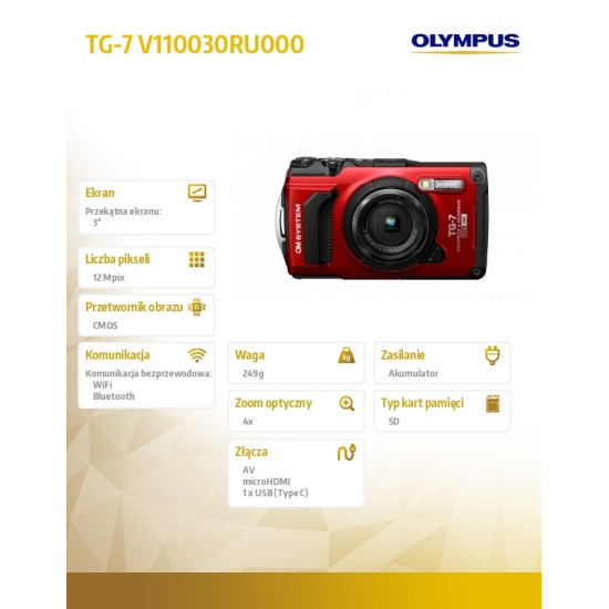 Aparat TG-7 czerwony 