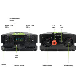 Przetwornica LCD 12V 2000W/4000W Czysty sinus z wywietlaczem 