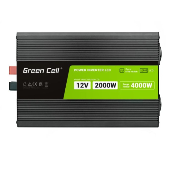 Przetwornica LCD 12V 2000W/4000W Czysty sinus z wywietlaczem 