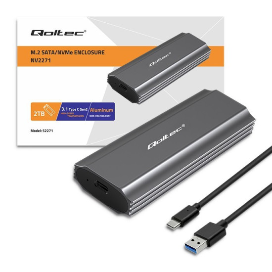 Obudowa | kieszeń NV2271 na dysk M.2 SSD | SATA | NVMe | USB-C | 2TB 