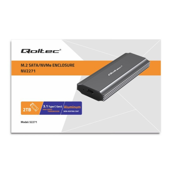 Obudowa | kieszeń NV2271 na dysk M.2 SSD | SATA | NVMe | USB-C | 2TB 