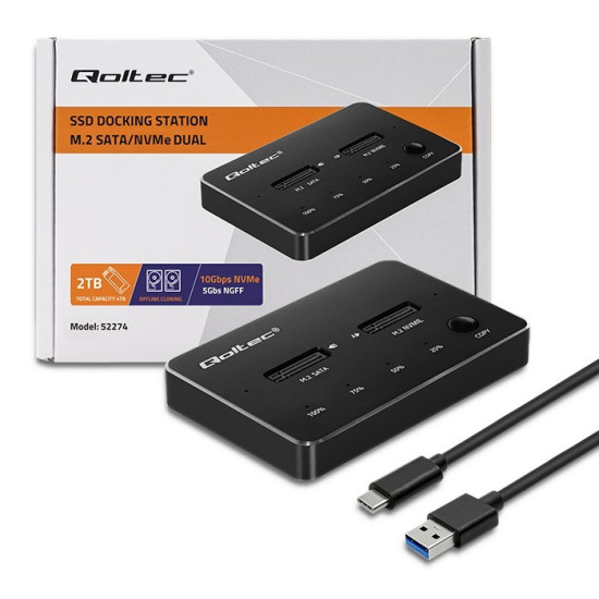Stacja dokująca dysków SSD M.2 | NVMe | SATA | USB-C | DUAL 2 x  2TB 