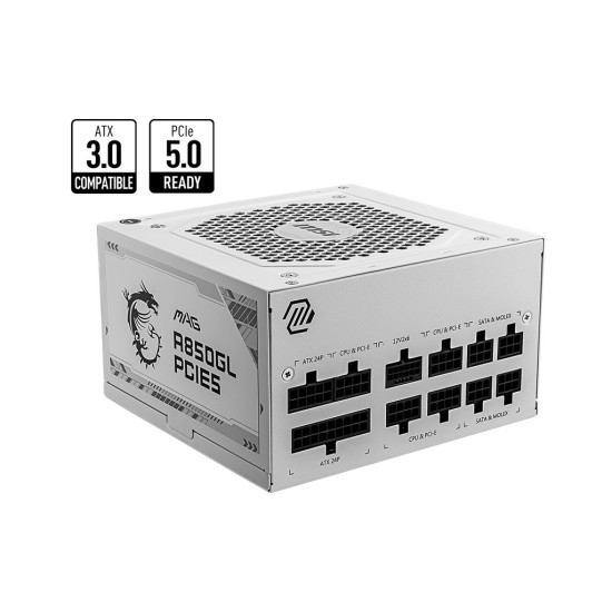 Zasilacz modularny MAG A850GL PCIE5 850W 80PLUS GOLD biały