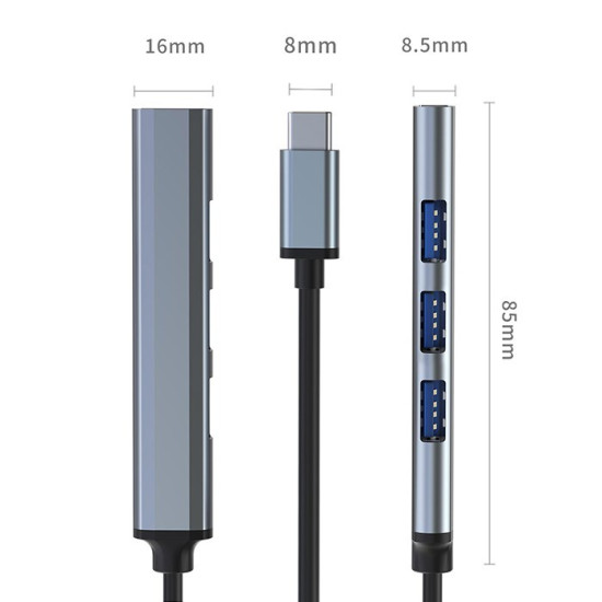 HUB adapter USB-C 3.1 4w1 | USB 3.0 | 3x USB 2.0 
