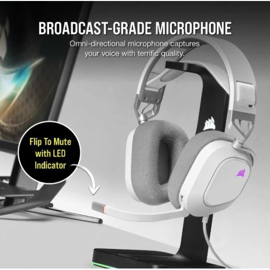 Słuchawki HS80 RGB USB Wired White 