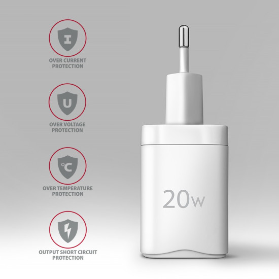 Ładowarka sieciowa ACU-PQ20W  20W QC3.0/AFC/FCP + PD type-C Biała