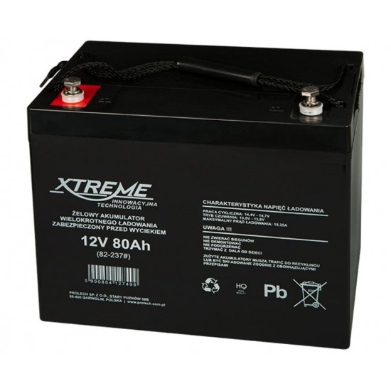 Akumulator żelowy 12V 80Ah XTREME Akumulator żelowy 12V 80Ah XTREME