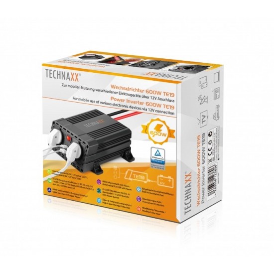 Falownik 600W DC 12V/AC 230V TE19