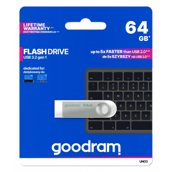 Pendrive UNO3 64GB USB 3.2 Gen1 srebrny