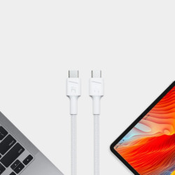 Kabel PowerStream USB-C do USB-C 2m, PD 60W, QC 3.0, biały 