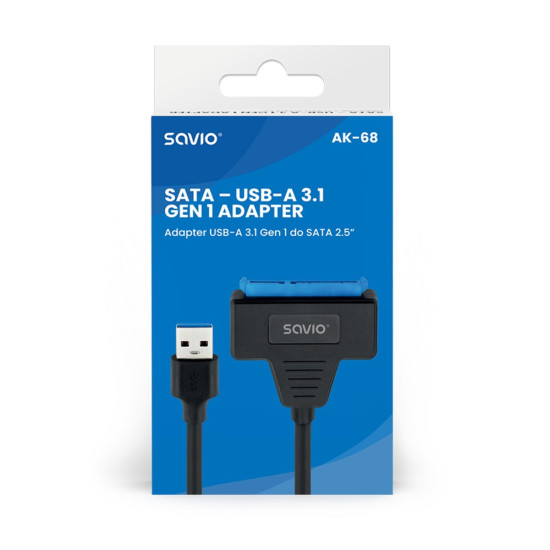 Adapter USB-C 3.1 Gen 1 (M) - SATA (F) do dysków 2.5 cala , AK-68 