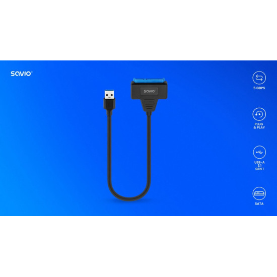 Adapter USB-C 3.1 Gen 1 (M) - SATA (F) do dysków 2.5 cala , AK-68 