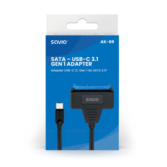 Adapter USB-C 3.1 Gen 1 (M) - SATA (F) do dysków 2.5 cala, AK-69 