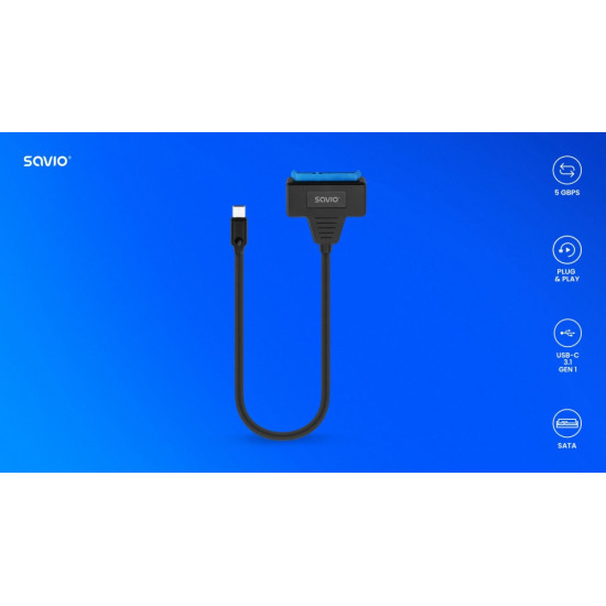 Adapter USB-C 3.1 Gen 1 (M) - SATA (F) do dysków 2.5 cala, AK-69 