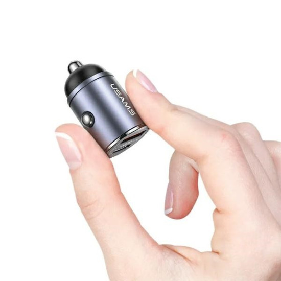 Ładowarka samochodowa 30W 1xUSB+1xUSB-C C38 Fast Charge Stalowa 