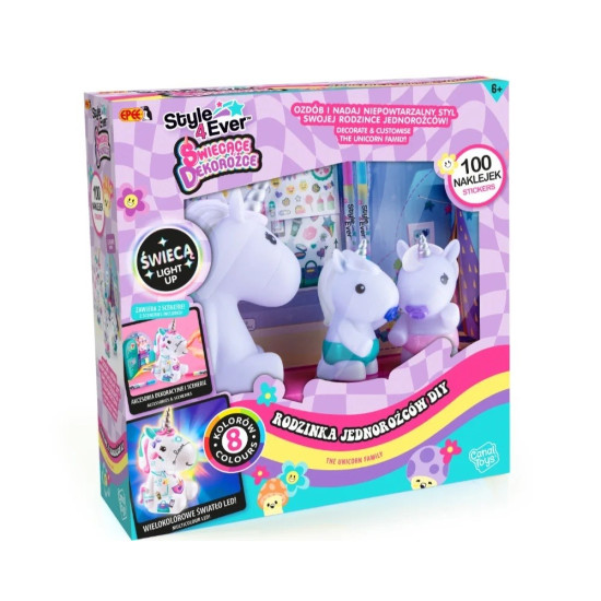 Zestaw Świecące Dekorożce - Rodzinka jednorożców DIY