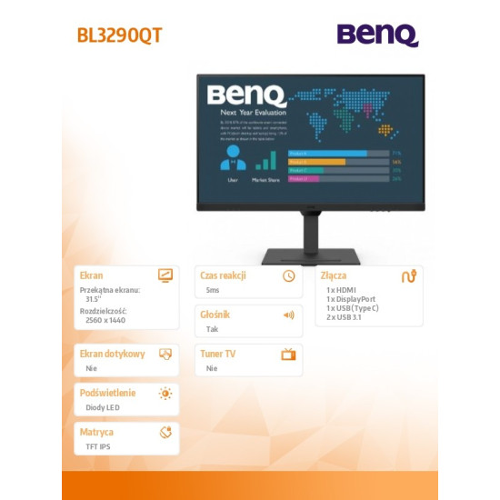 Monitor 31.5 cala BL3290QT 2K 4ms/IPS/75HZ/HDMI/Czarny
