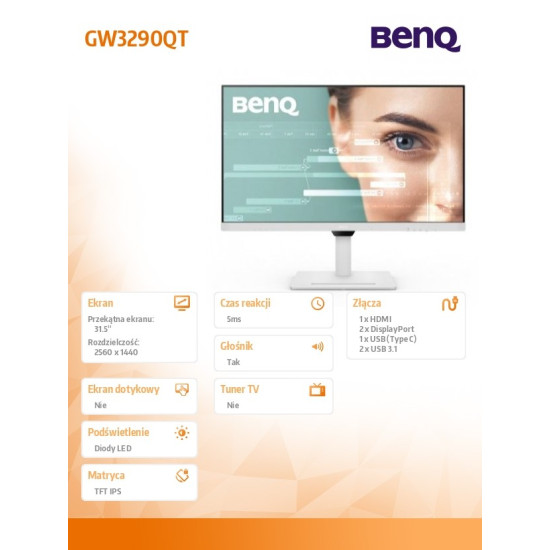 Monitor 31.5 cala GW3290QT 2K 5ms/IPS/HDMI/75Hz