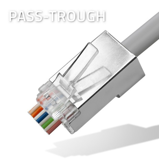 Wtyk przelotowy złącze RJ45 | CAT6 | FTP | Pass Through |  Pozłacane styki | 100 sztuk 