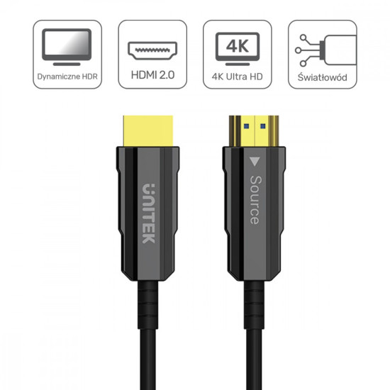 Kabel Optyczny HDMI 2.0 20m 4K60Hz C11072BK-20M 