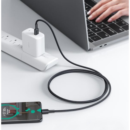CB-CD45 nylonowy kabel Quick Charge USB C - USB C | 0,9m | 3A | 60W PD | 20V 