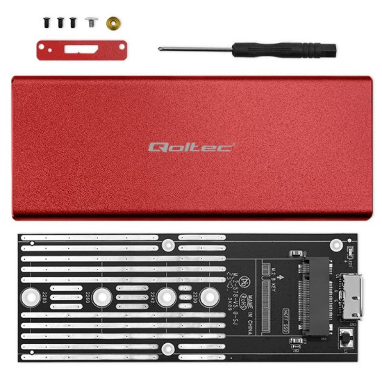 Obudowa | kieszeń na dysk M.2 SSD | SATA | NGFF | USB 3.0 | Superspeed 5Gb/s | 2TB | Czerwona 
