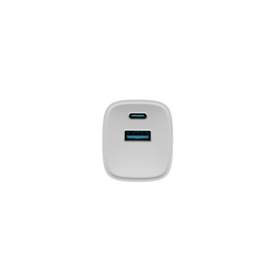 Ładowarka sieciowa Ribera GAN 1X USB-A + 1X USB-C 30W Biała