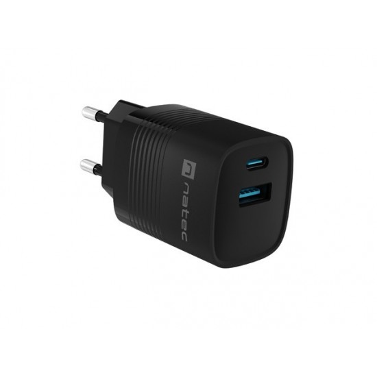 Ładowarka sieciowa Ribera GAN 1X USB-A + 1X USB-C 30W Czarna