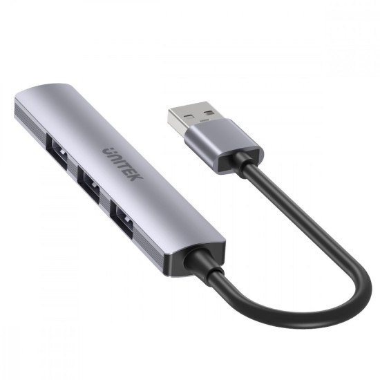 Hub USB-A; 3x USB-A 2.0; 1x USB-A 5 Gbps Aluminiowy 