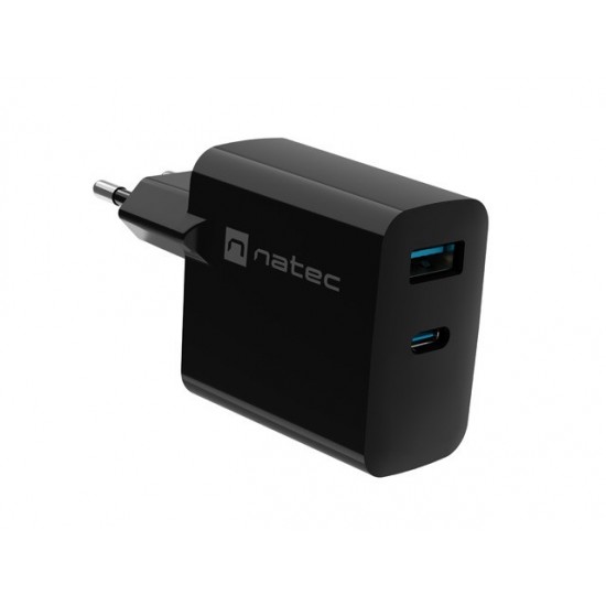 Ładowarka sieciowa Ribera GAN 1X USB-A + 1X USB-C 45W Czarna