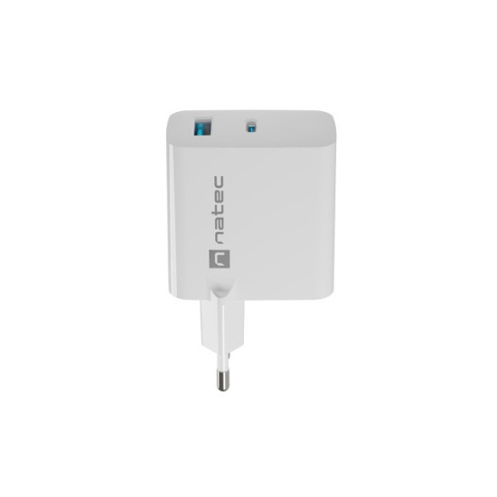 Ładowarka sieciowa RIBERA GAN 1X USB-A + 1X USB-C 65W Biała