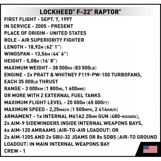 Klocki Armed Forces Lockheed F-22 Raptor 