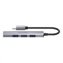 HUB USB-C; 3x USB-A 2.0 1x USB-A 5 Gbps Aluminiowy 