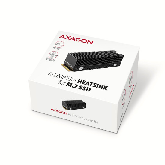 Chłodnica  do dysku CLR-M2XT aluminiowa pasywna M.2 SSD, ALU korpus, silikonowe podkładki termiczne, wysokość 20mm