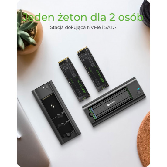 Stacja dokująca IB-180MC-C31 M.2 NVMe&SATA Docking, USB 3.2 (Gen2) Type-C, Aluminium 