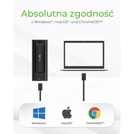 Stacja dokująca IB-180MC-C31 M.2 NVMe&SATA Docking, USB 3.2 (Gen2) Type-C, Aluminium 