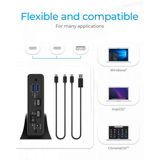 Obudowa IB-382H-C31 2,5/3,5 HDD z wbudowanym HUB 1xUSB-C, 2xUSB -A,  12V2A