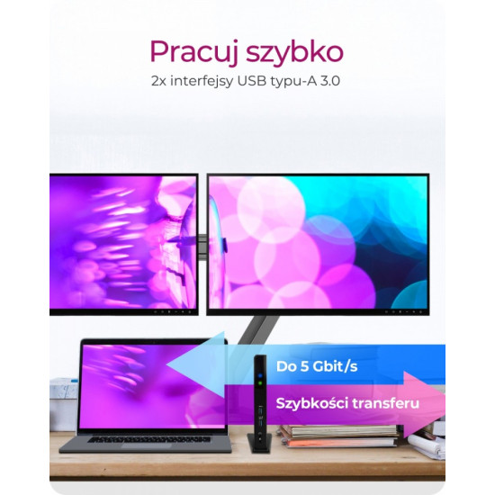 Stacja dokująca IB-DK2251AC do Notebooka DisplayLink, 2 x HDMI