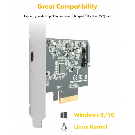 IB-PCI1901-C32 Karta PCIe, TYPE-C USB 3.2 (Gen 2x2) 