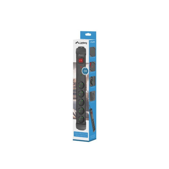 Listwa zasilająca 3.0m 5x230 cz SP1-05E-0300-BK 