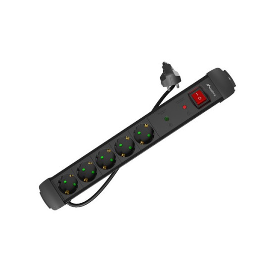 Listwa zasilająca 1.5m 5x230 SC SP1-05F-0150-BK 