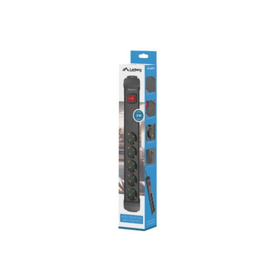 Listwa zasilająca 3.0m 5x230 SC SP1-05F-0300-BK 