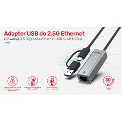 Adapter USB-A/C 3.1 GEN1 RJ45; 2,5 Gbps; U1313C 
