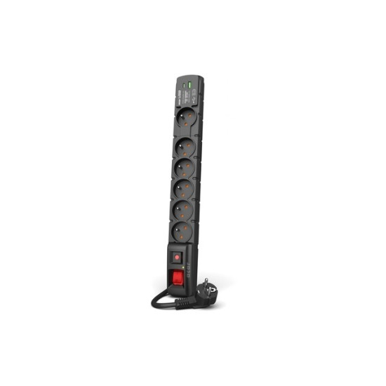 Listwa zasilająca S6 USB A+C 3M 6X 230V PD3.0 QC Czarna 