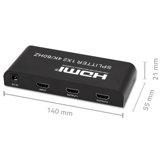 Aktywny rozdzielacz Splitter 2 x HDMI 4K x 2K | 6Gb/s | 60Hz 