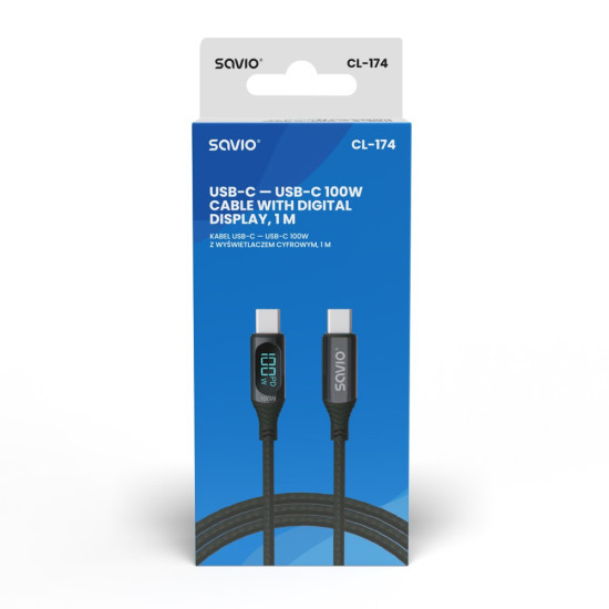 Kabel USB z wyświetlaczem, 100W, CL-174