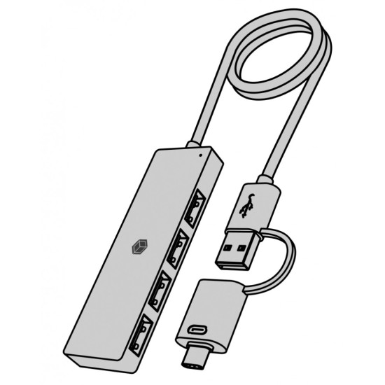 Hub IB-HUB1424-C3 4-Port USB Typ-A, złącze Typ-C/A 