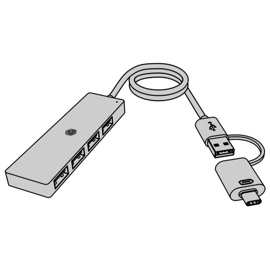 Hub IB-HUB1424-C3 4-Port USB Typ-A, złącze Typ-C/A 