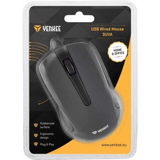 Mysz przewodowa USB, 3 przyciski , gumowana powierzchnia 