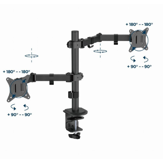 Ramię biurkowe na 2 monitory 17-32 cale 9kg 